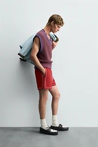 CONTRAST KNIT VEST