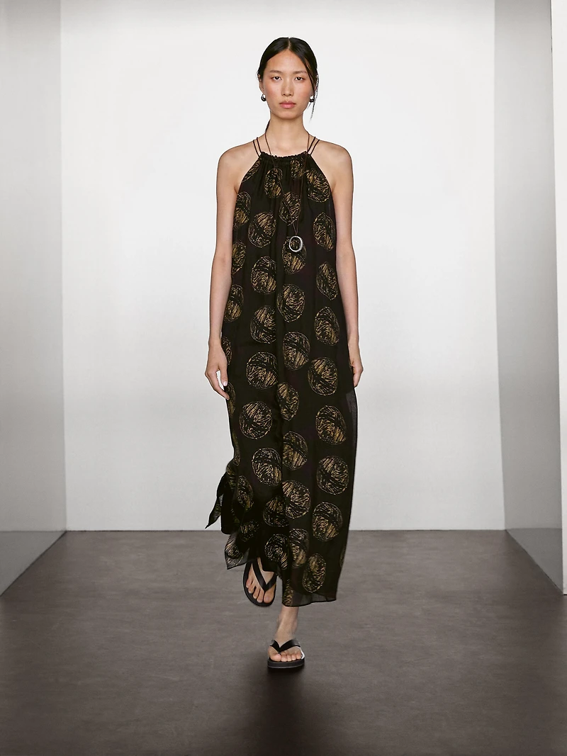 Robe longue imprimée ramie