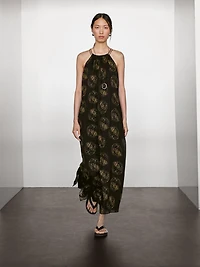 Robe longue imprimée ramie