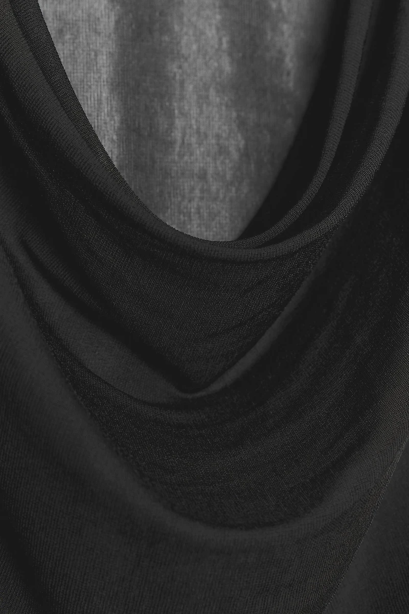 SEMI-SHEER DRAPED BACK T-SHIRT