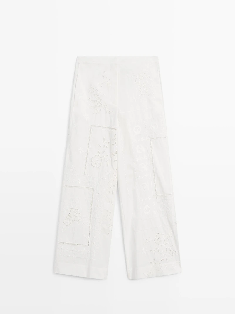 Pantalon patchwork broderies