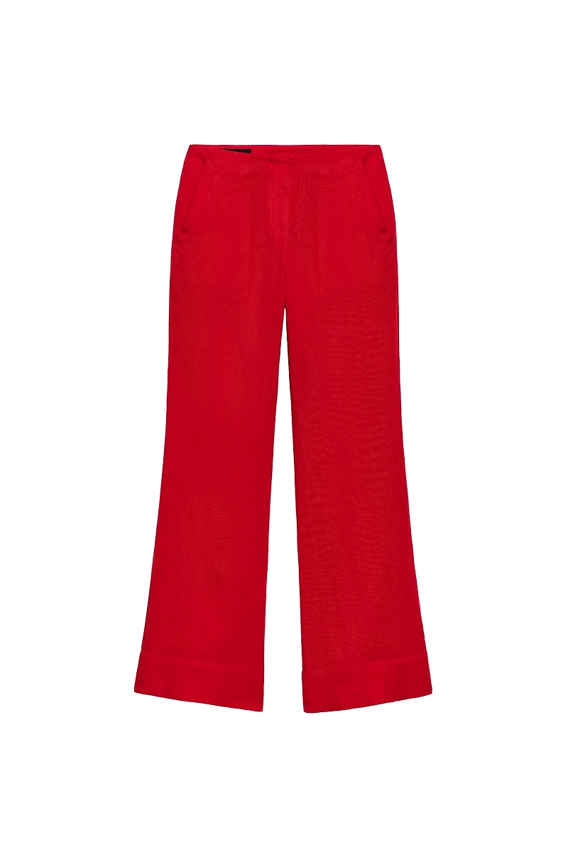 STRAIGHT LEG LINEN PANTS
