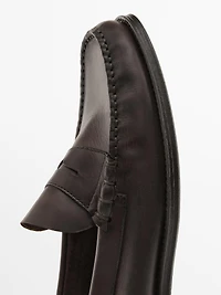 Oiled leather penny strap loafers