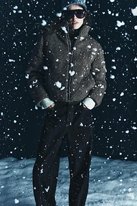 ANORAK BOMBER MATELASSÉ À MAILLE CÔTELÉE AVEC ISOLATION THERMIQUE