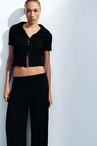TEXTURED STRAIGHT LEG PANTS