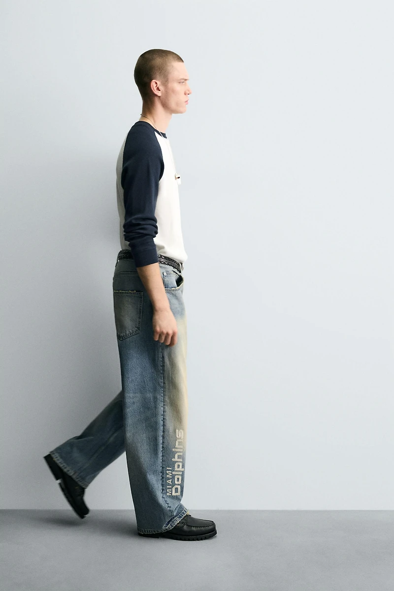 NFL MIAMI DOLPHINS EMBROIDERED RELAXED FIT JEANS