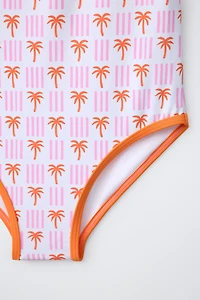 1-6 YEARS / PALM TREE PRINT SWIMSUIT