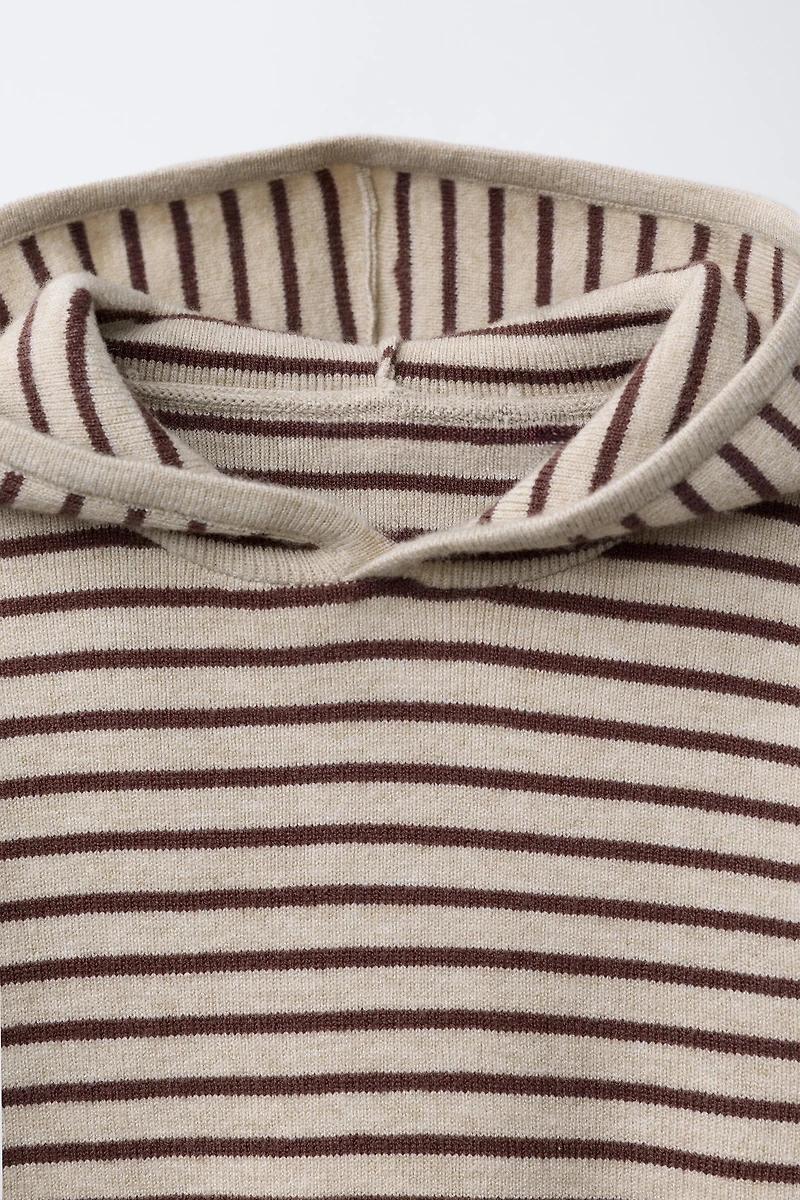 STRIPED KNIT HOODIE