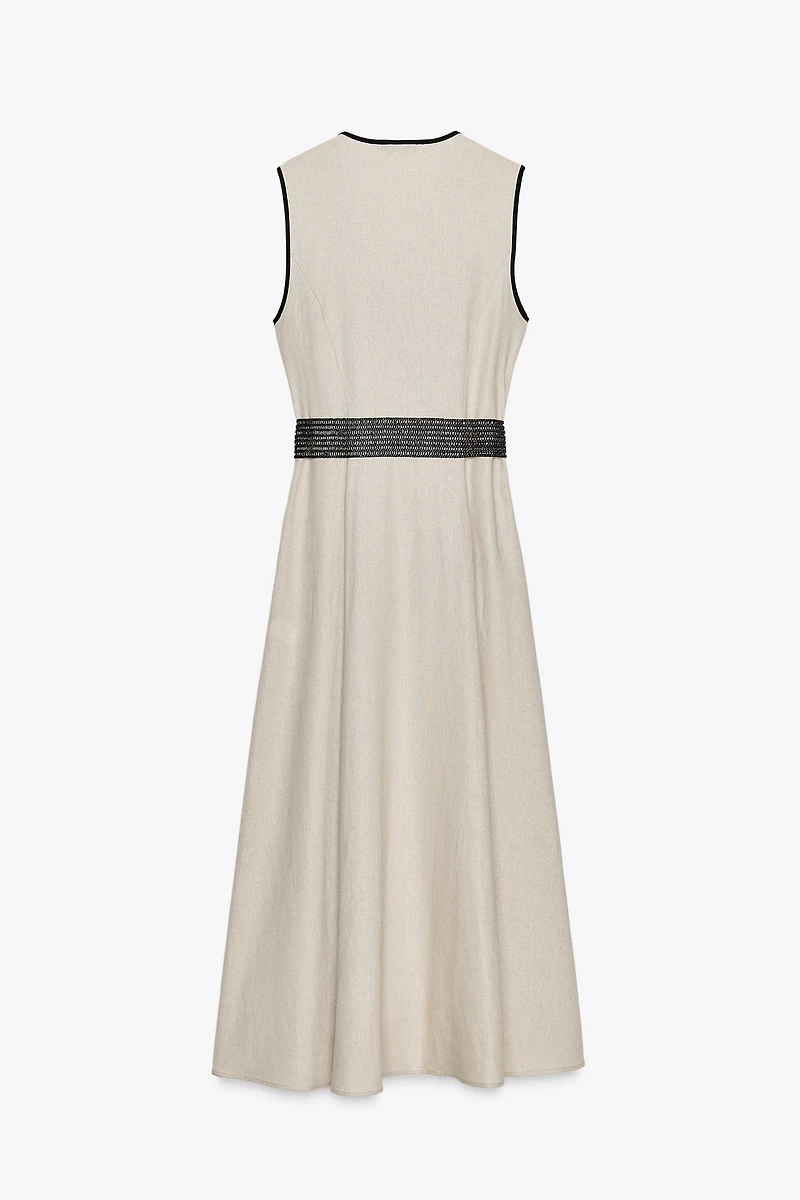 ROBE MIDI CEINTURE AVEC LIN
