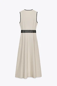 ROBE MIDI CEINTURE AVEC LIN