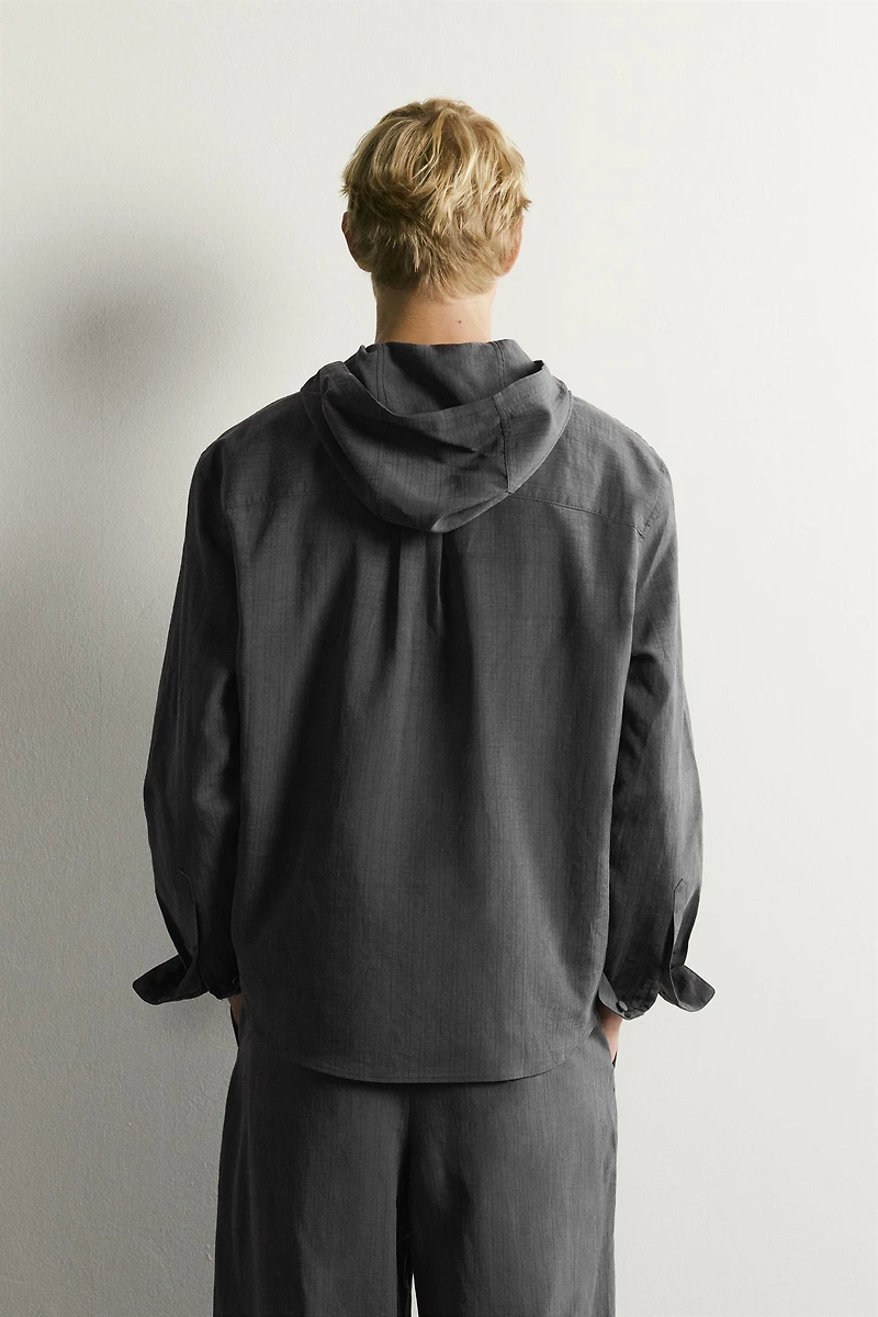 STRIPED FLUID HOODIE OVERSHIRT
