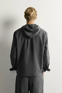 STRIPED FLUID HOODIE OVERSHIRT