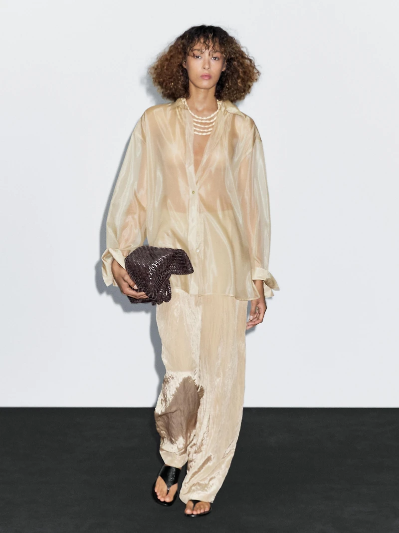 Mulberry silk blend organza shirt