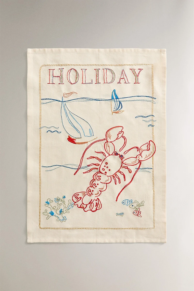 TORCHON DE CUISINE BRODERIE VACANCES