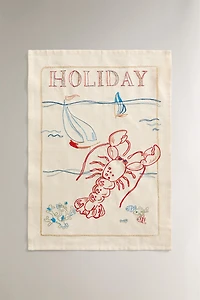 EMBROIDERED HOLIDAY KITCHEN TOWEL
