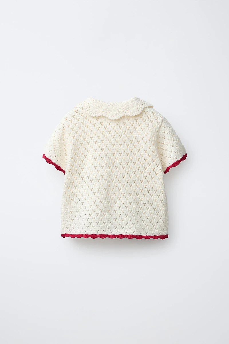CROCHET FLOR KNIT TOP