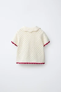 CROCHET FLOR KNIT TOP