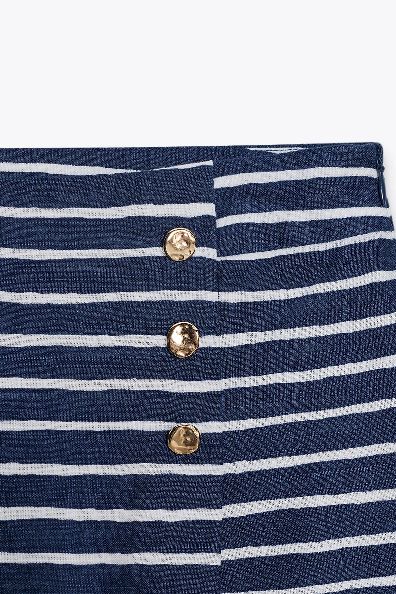 STRIPED LINEN SHORTS