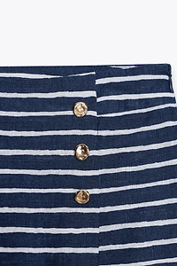 STRIPED LINEN SHORTS
