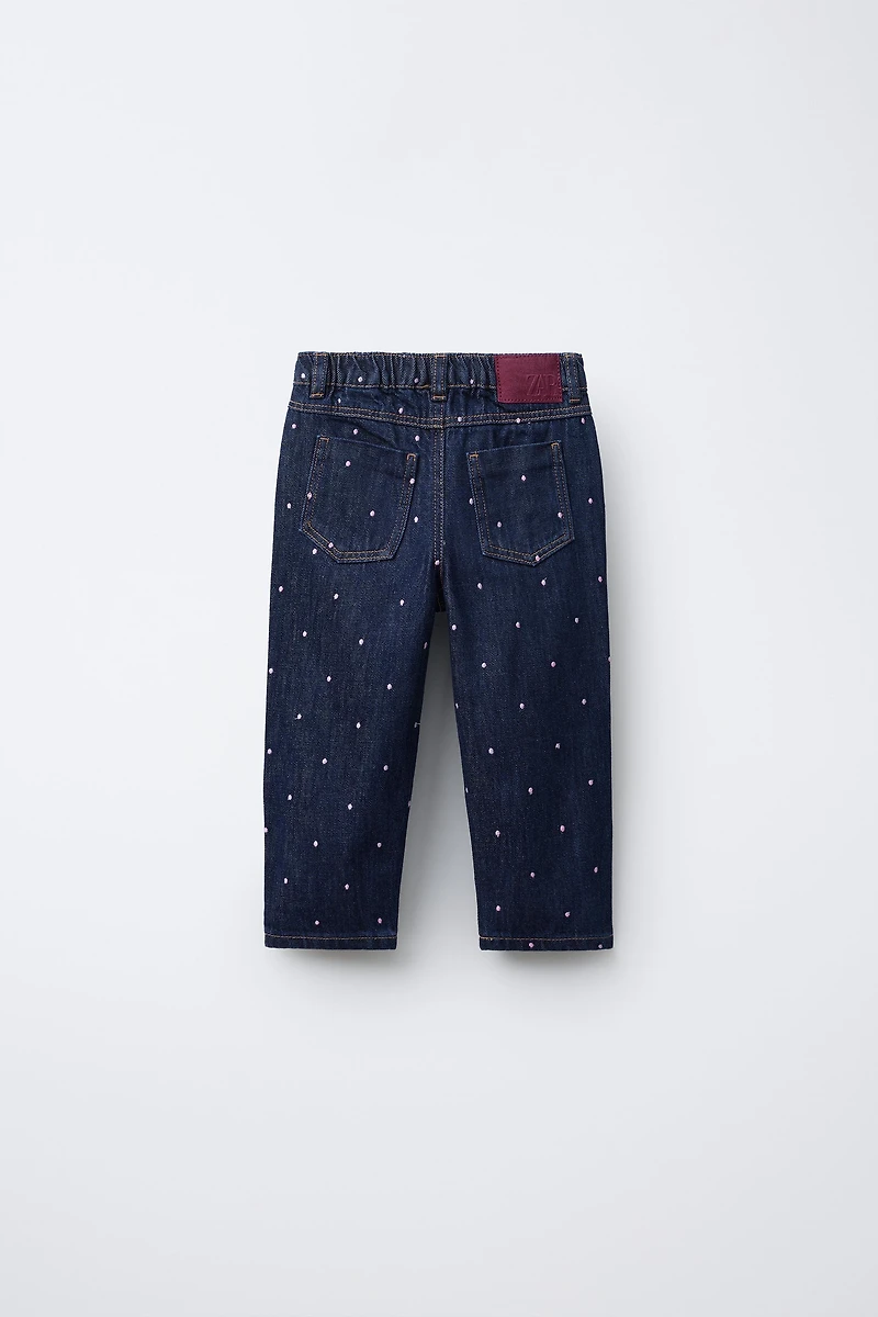 EMBROIDERED MOM FIT JEANS