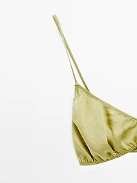 Gathered satin triangle bra