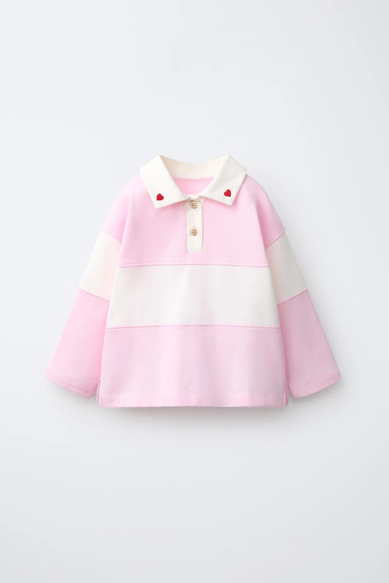 EMBROIDERED HEART COLLAR POLO