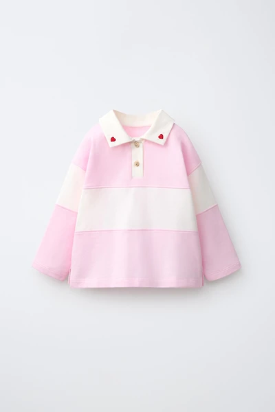 EMBROIDERED HEART COLLAR POLO