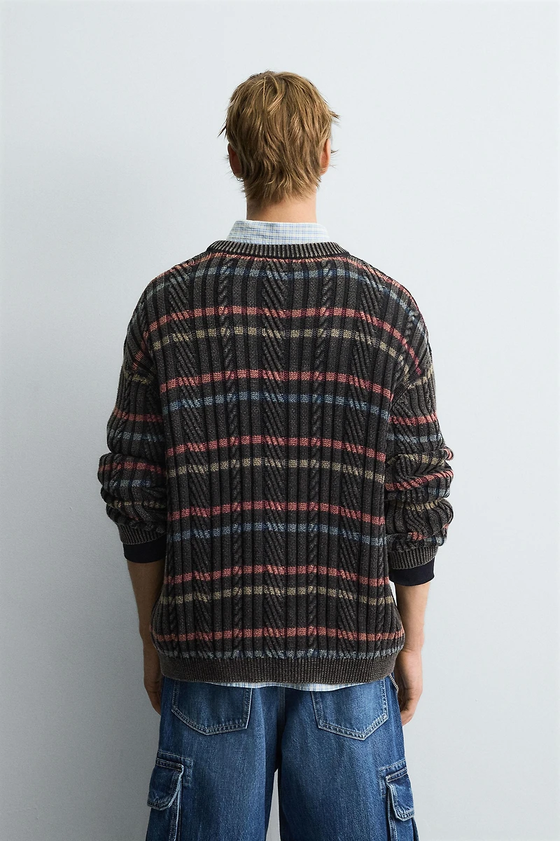 TEXTURED STRIPED SWEATER