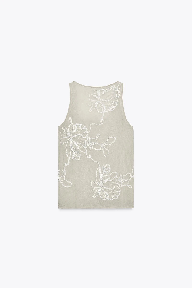 SEMI-SHEER STRUCTURED KNIT TOP