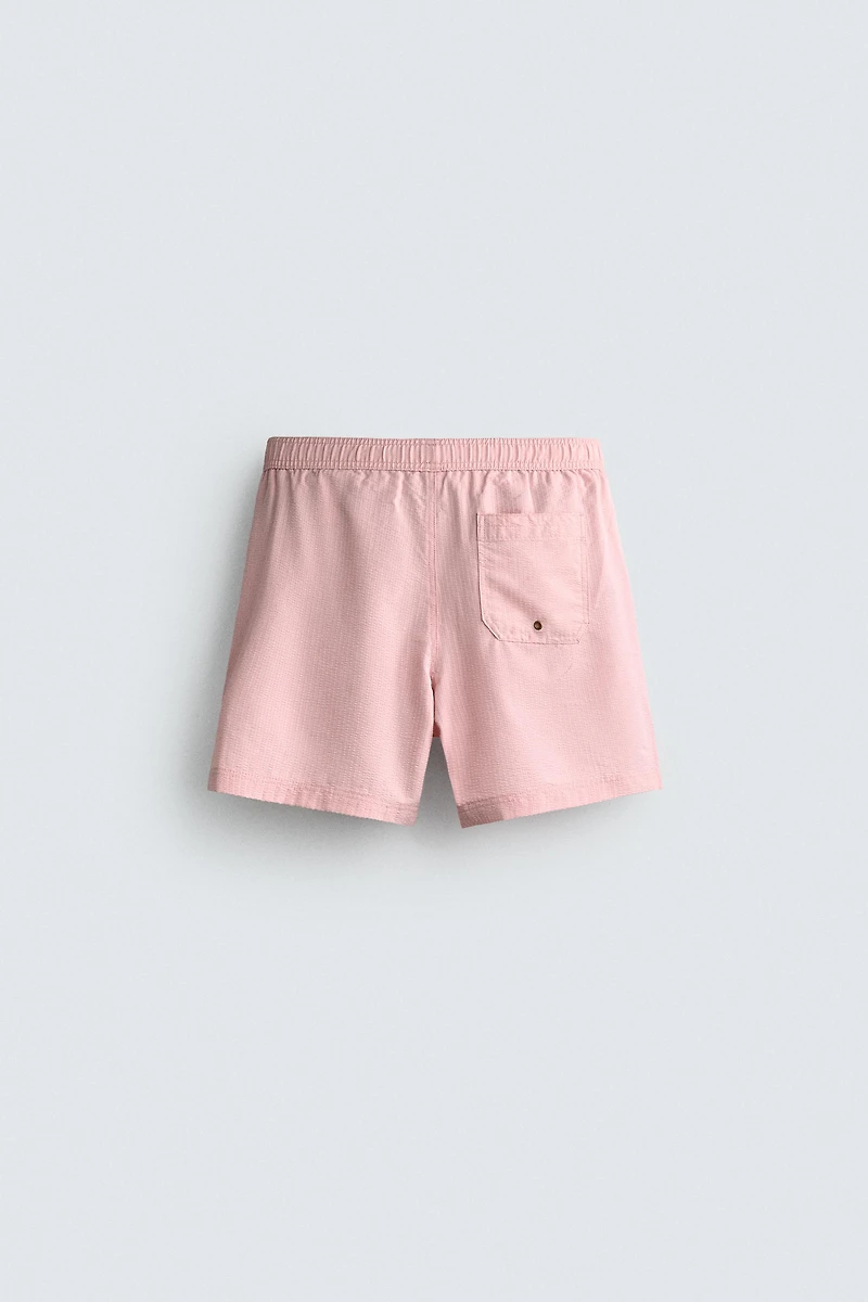 LONG SEERSUCKER SWIM SHORTS