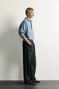 LIGHTWEIGHT STRIPED DENIM POLO SHIRT