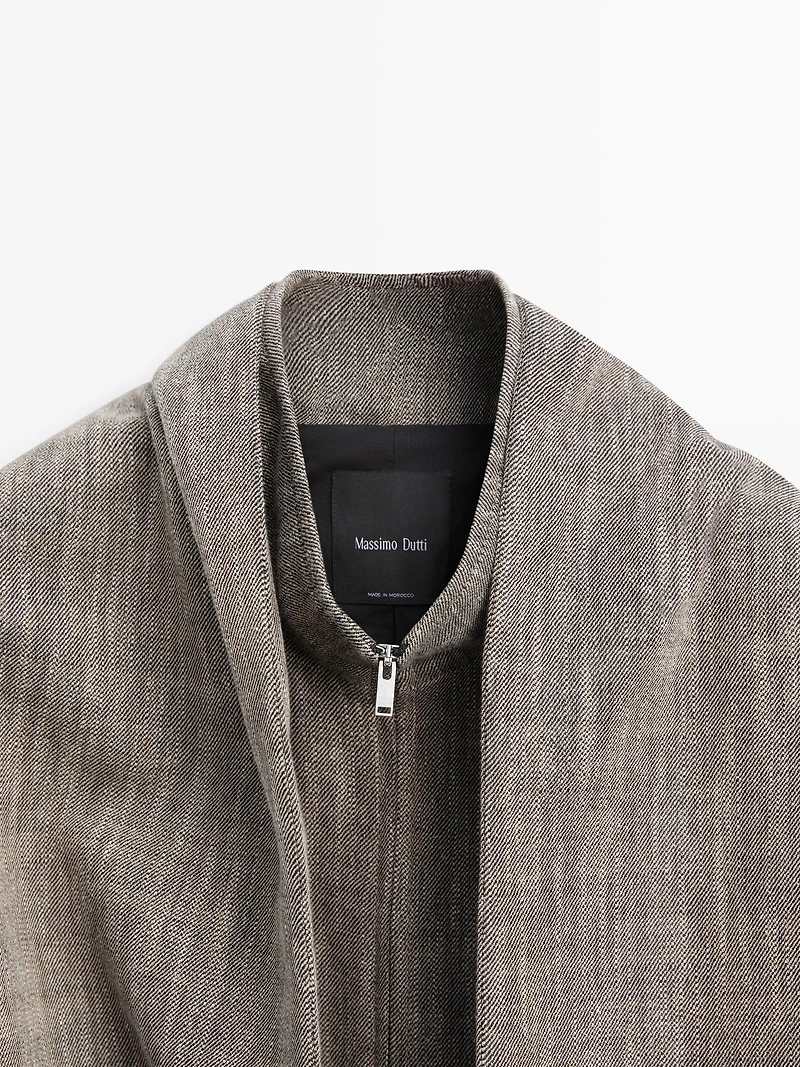 Flecked bomber jacket with scarf