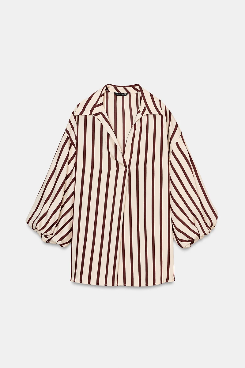 STRIPED BALLOON SLEEVE SHIRT
