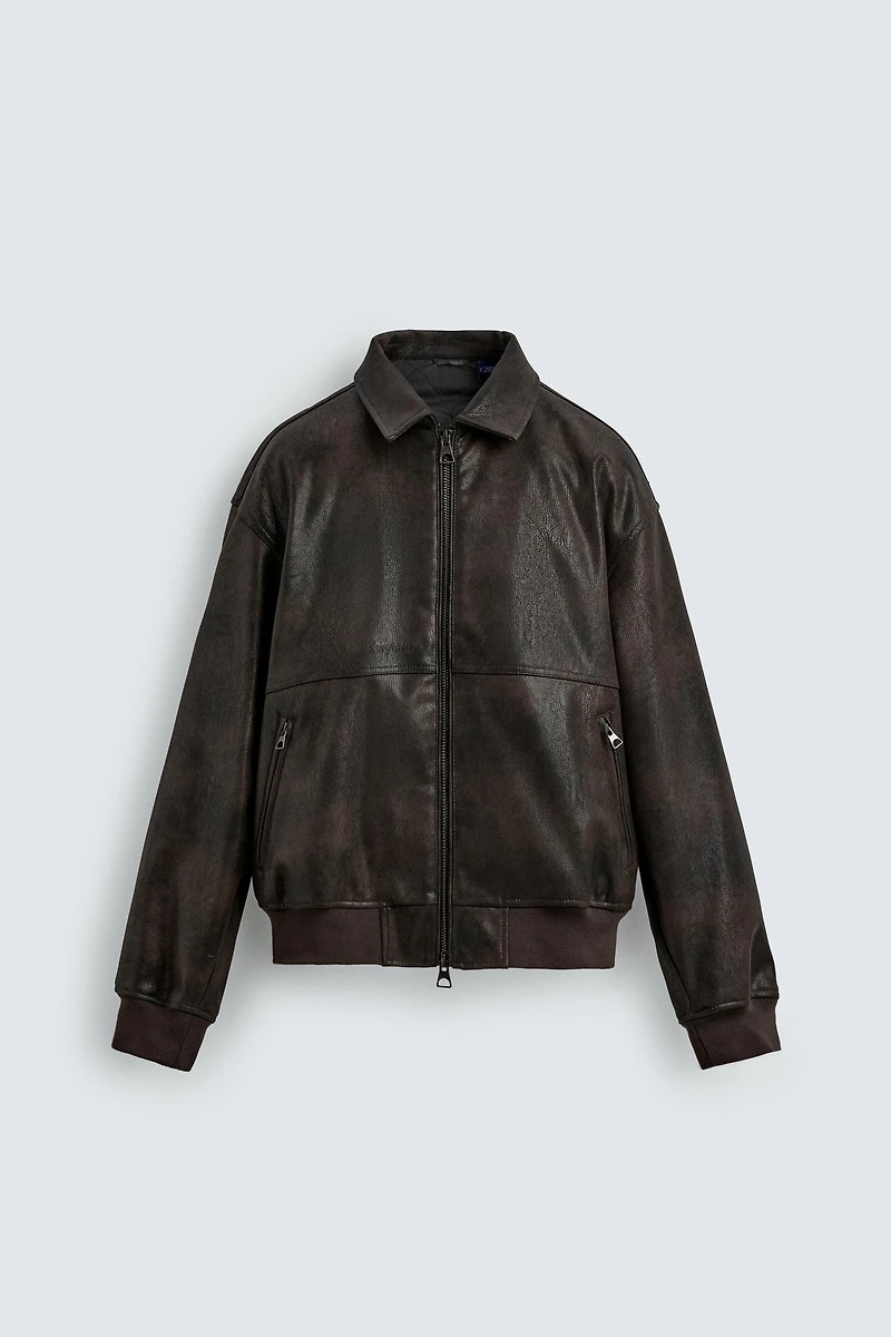EMBOSSED FAUX LEATHER FORD © BOMBER JACKET