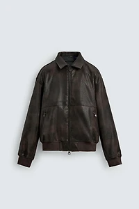 EMBOSSED FAUX LEATHER FORD © BOMBER JACKET