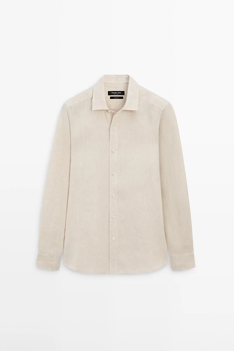 Regular fit 100% linen delavé shirt