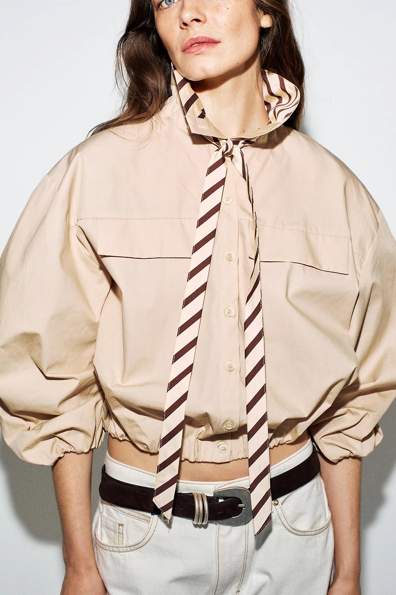 CONTRAST COLLAR POPLIN SHIRT