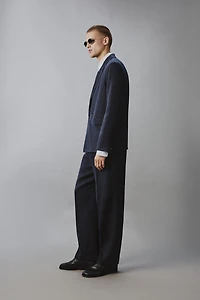 LINEN COTTON BLEND PLEATED SUIT PANTS