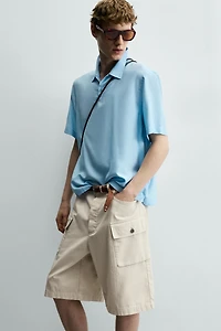 REGULAR FIT HERRINGBONE CARGO SHORTS