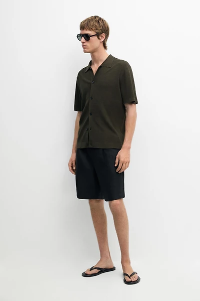 Cotton blend polo shirt with button detail