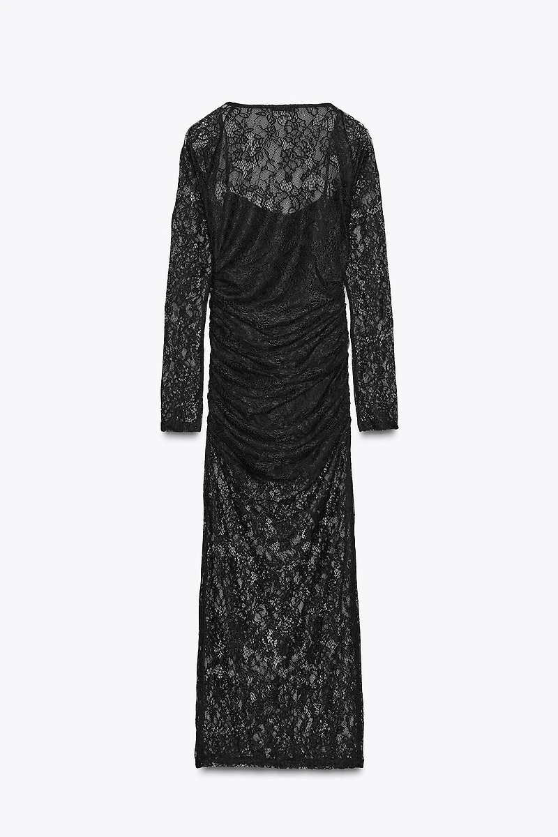 ROBE MIDI EN DENTELLE À MANCHONS