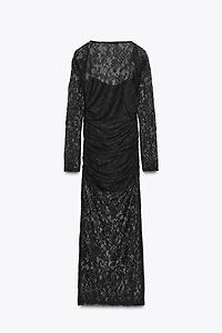 ROBE MIDI EN DENTELLE À MANCHONS