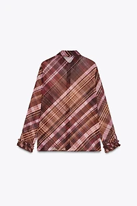 SEMI-SHEER PLAID BLOUSE