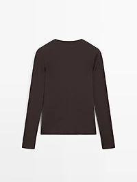 Long sleeve cotton blend T-shirt