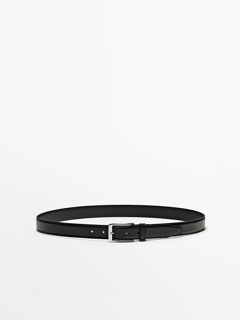 Smart nappa leather belt with topstitching