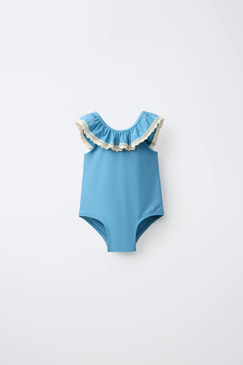 2-6 YEARS/ CONTRAST LACE SWIMSUIT