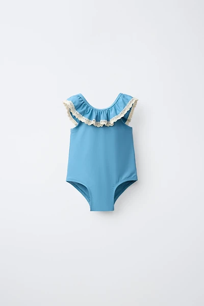 2-6 YEARS/ CONTRAST LACE SWIMSUIT