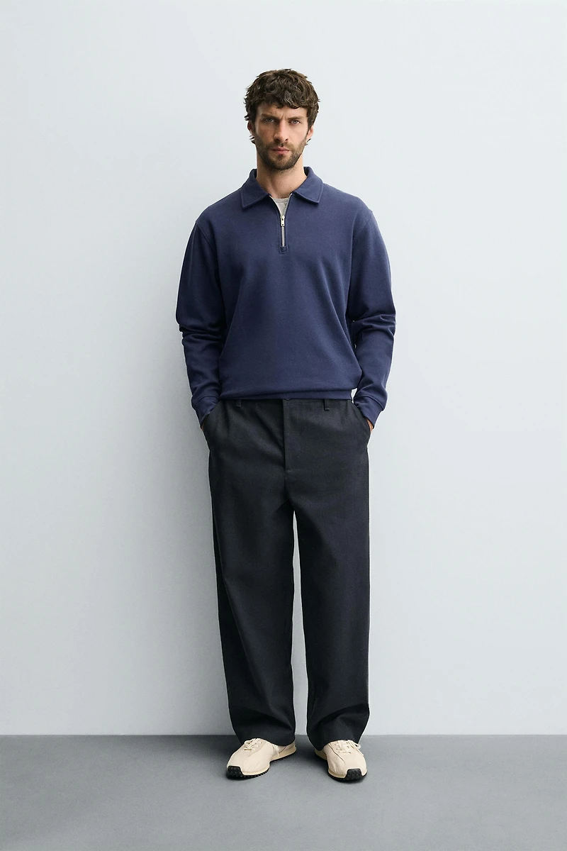 INTERLOCK ZIP POLO SWEATSHIRT