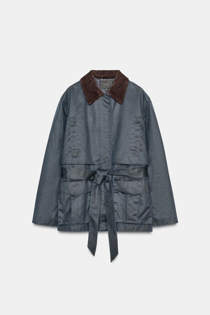 WAXED PARKA WITH CORDUROY COLLAR