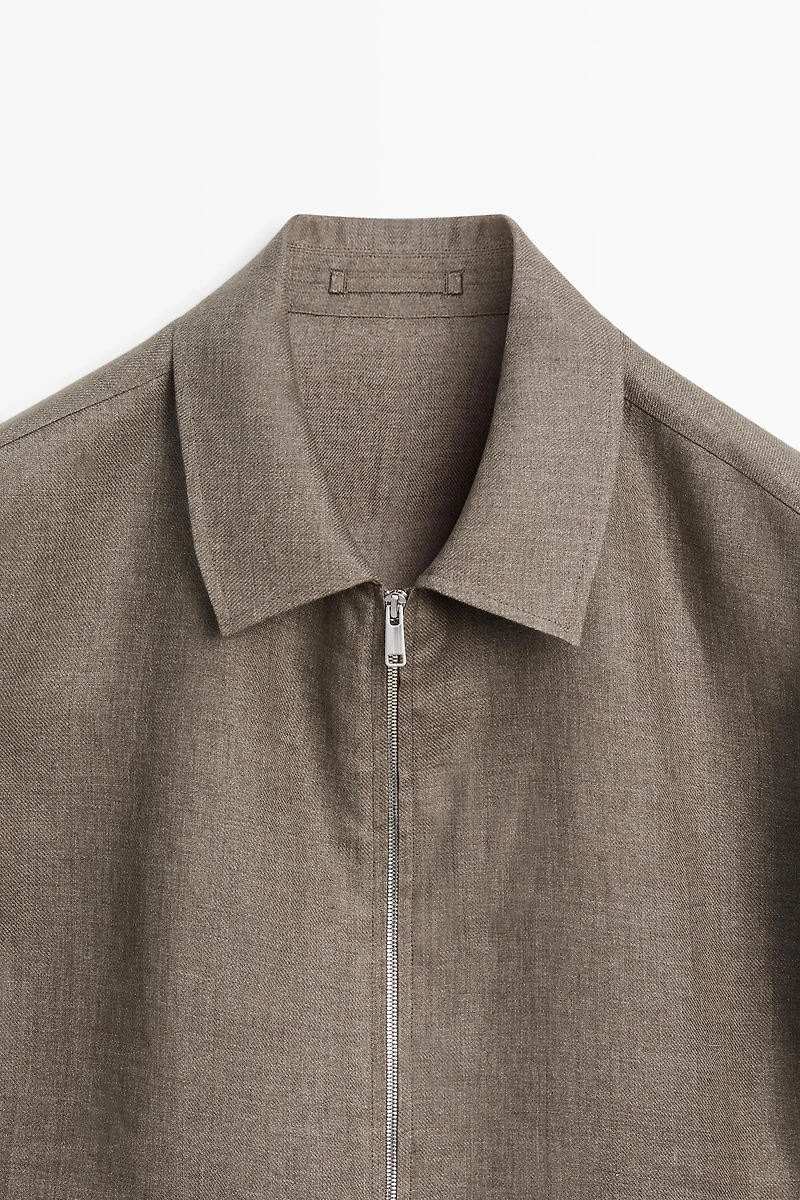 Faded linen total look jacket